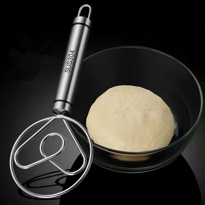 304 Stainless Steel Danish Dough Whisk Manual Flour Mixer Eggs Mixing Pastry Blender Cake Pizza Mixer Kitchen Baking Tools