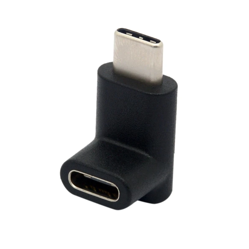 Adaptador USB tipo C para macho para fêmea, conector angular para cima, USB 3.1 conector tipo C, 90 graus