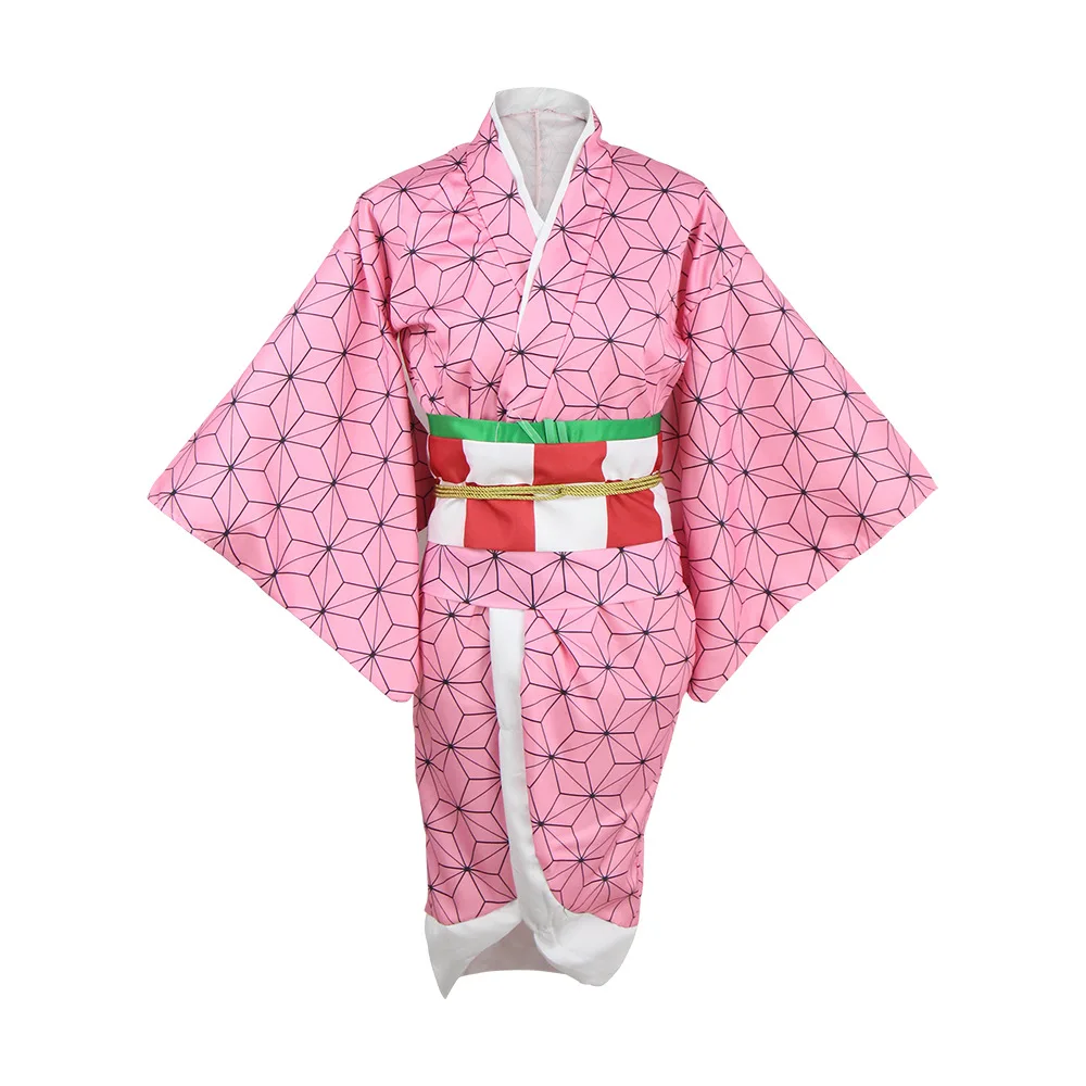 Anime Nezuko Cosplay Kamado Nezuko Cosplay Costume Nezuko Wig Uniform with Props for Adult Kids Halloween Carnival Costumes - view 3