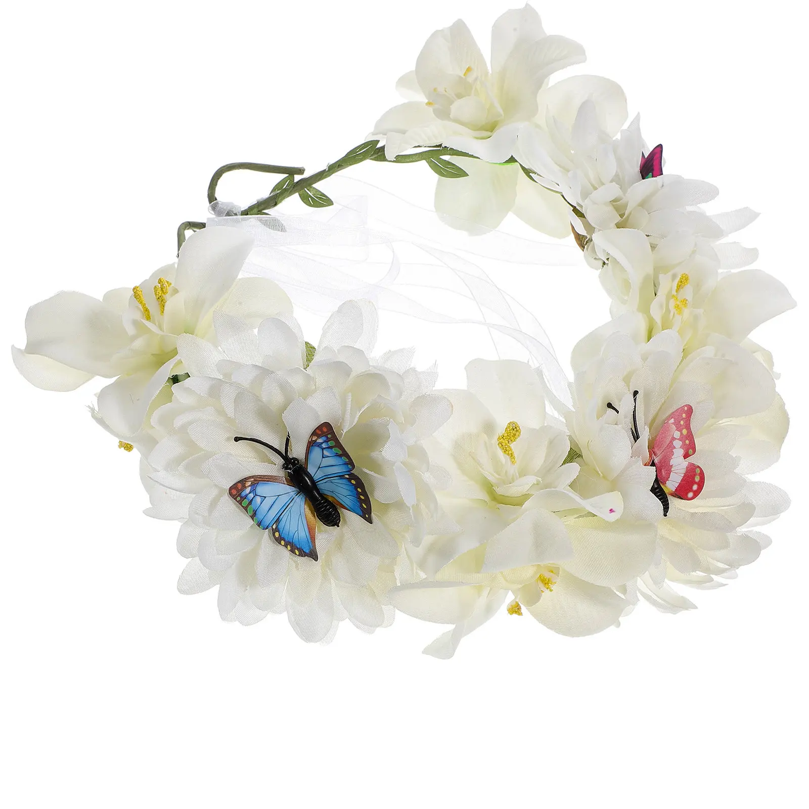 

Artificial Flower Hair Wreath Bohemian Floral Crown Lightweight Comfortable for Wedding Party Photoshoot Festival Seaside Bridal