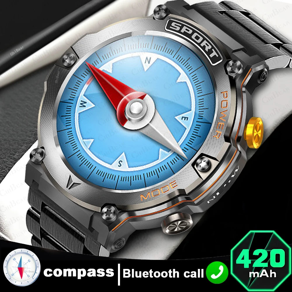 

Outdoors Compass Smartwatch AMOLED IP68 Waterproof Sports GPS Fitness Tracker Watches Bluetooth Call Smart Watch for Men Women