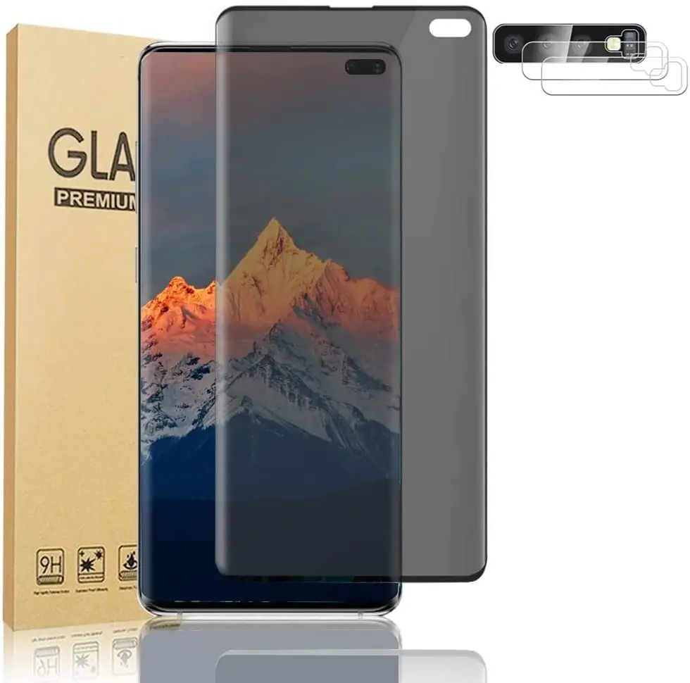 Anti-Spy Privacy Full Coverage Tempered Glass+[2 Pack] Camera Lens Protector For Samsung galaxy S10 Plus/S10 Screen Protector