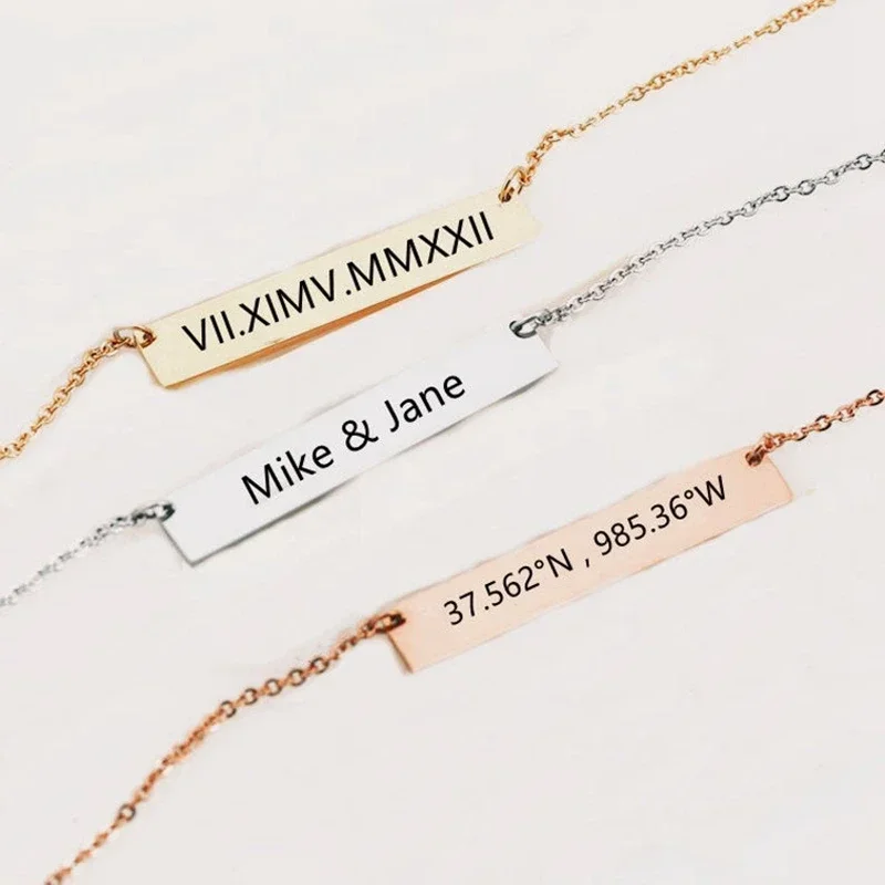 Personalità personalizzata con nome coordinato inciso, data, catena Mantra in acciaio inossidabile, collana con ciondolo, regali per uomo e donna