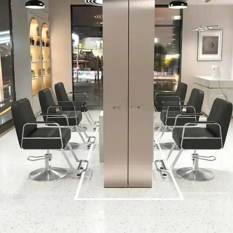 

Barber Salon Red Swivel Styling Vanity Chair Aesthetic Electric Professional Hairdressing Pedicure Manicure Cut Hair Scissors