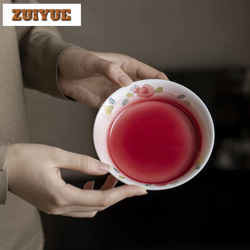 

Gradient Hand-painted Pomegranate Pot Bearing Holder Teapots Tray Dry Brew Table Tea Tray Coasters Tea Service Fruit Snack Plate