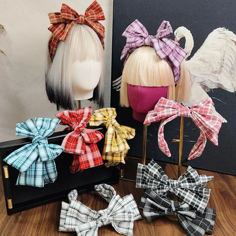 

Korean College Style Checkered Fabric Hair Bands Headband Wide Edge Hairbands Pressed Hair Hairpin Hair Accessories Headwear