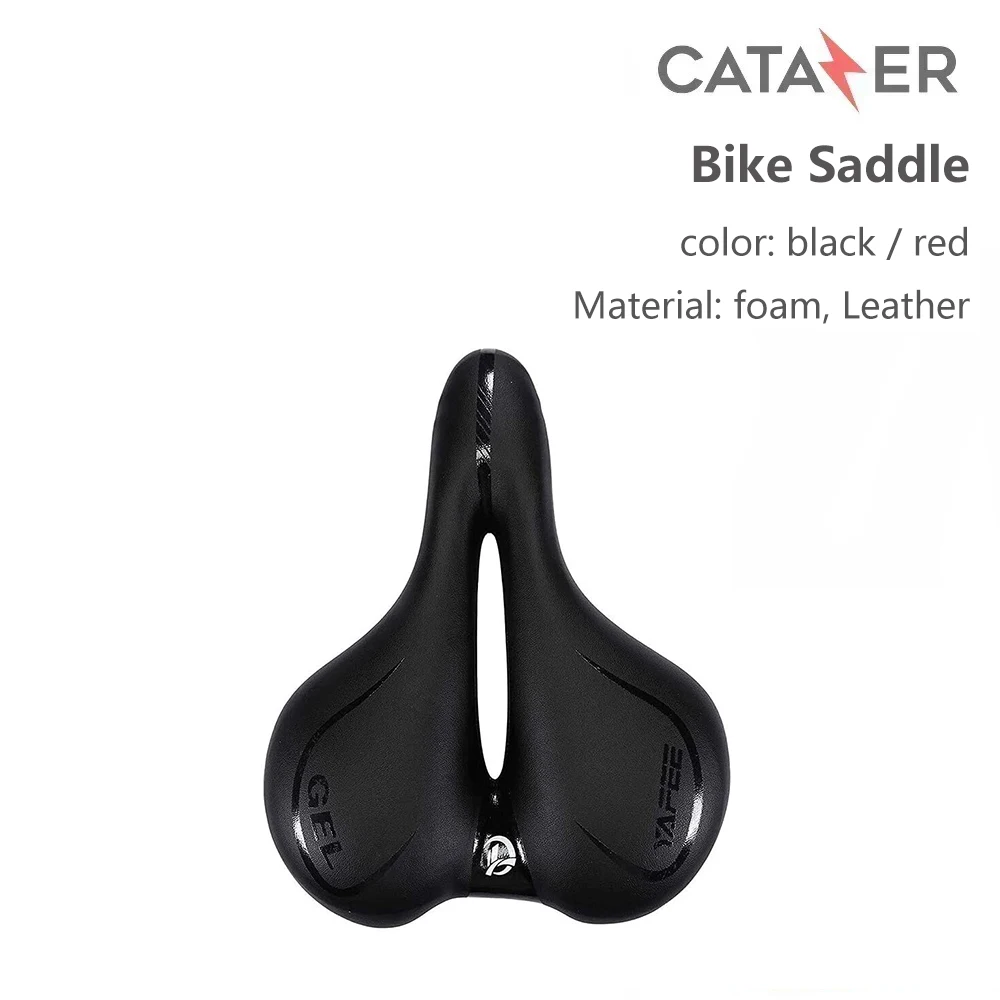 CATAZER Comfort Gel Bike Seat Bicycle Seat for Men Women Foam Leather Material Wide Bike Saddle for MTB Moutain Bike Road Bikes