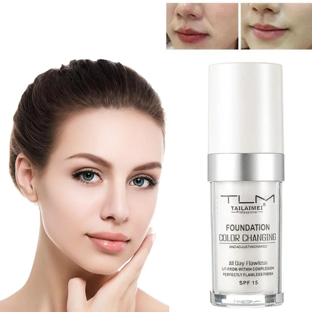 TLM 温度変化カラーチェンジファンデーション シミカバー 軽量 ブライトニング フェイスコンシーラー SPF15 日焼け止め メイクアップコンシーラー