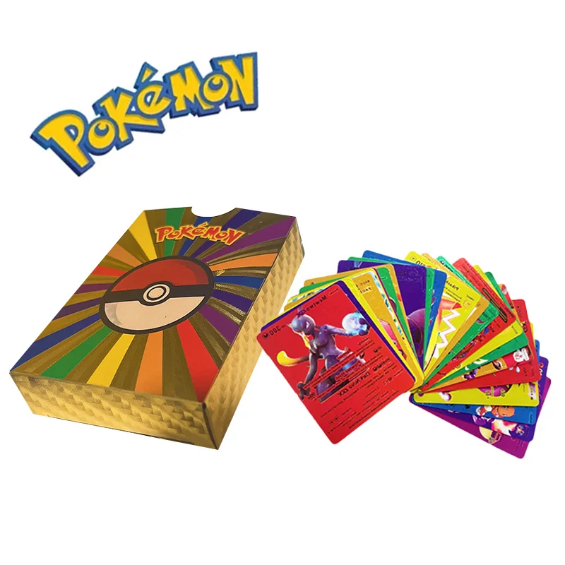 Pokemon kolorowa złota folia karta Charizard Pikachu Arceus srebrna tęcza angielska hiszpańska VSTAR VMAX Pokémon karty zabawki