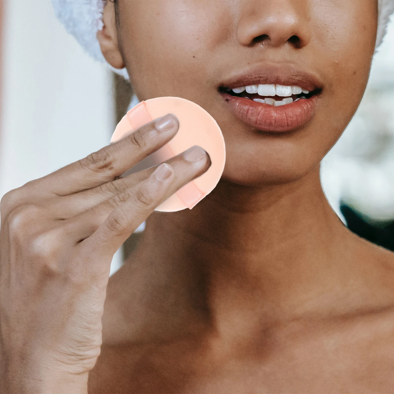 

16pcs Flocking Powder Puff Cotton Mini Makeup Applicator Small Round Face Powder Pads For Loose Setting Foundation
