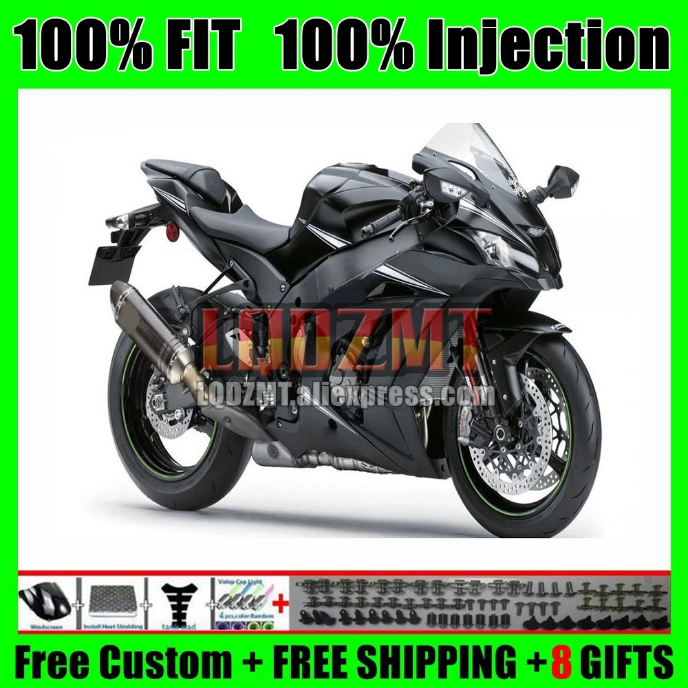 Kit For KAWASAKI NINJA ZX-10R ZX1000 Flat Black 2016 2017 2018 2019 2020 62No.166 ZX 10R 1000 10 R ZX10R 16 17 18 19 20 Fairing