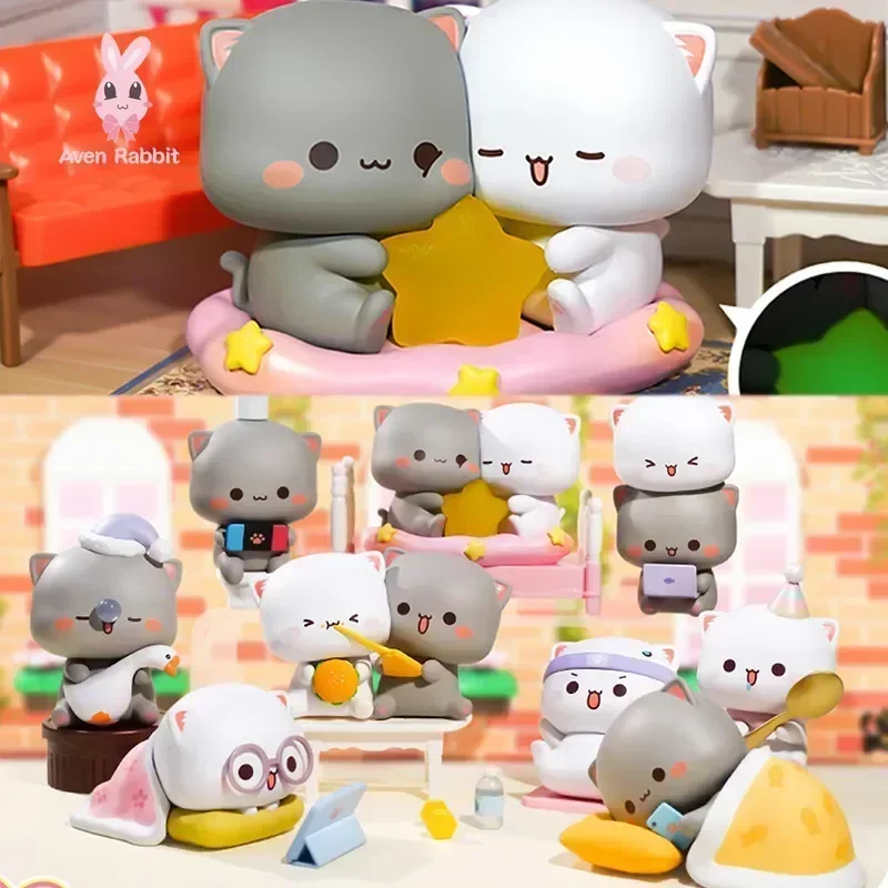 Mitao Cat with Love Series 4 Blind Box Toys Figures Action Surprise Mystery Box Surprise Cute Model Birthday Gift for Girls Doll