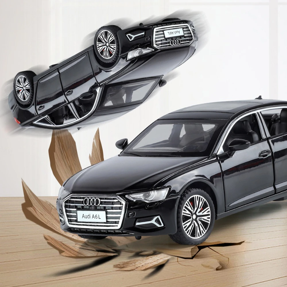 1:32 audi a6l carro de luxo alta simulação liga modelo carro diecast metal som luz puxar para trás coleção crianças brinquedos presentes
