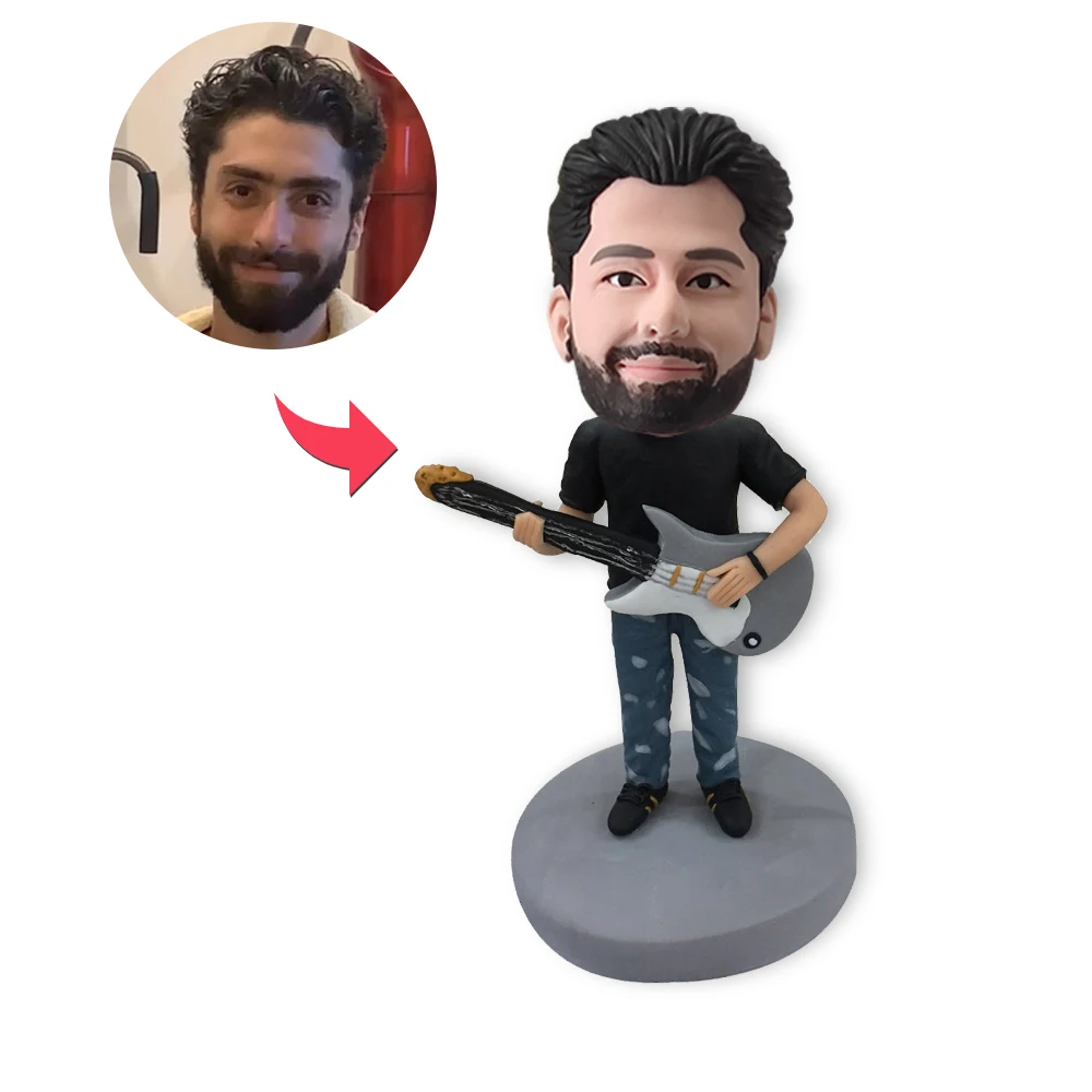 

Индивидуальные пупсы музыканта, персонализированные пупсы басиста, глиняные скульптуры, настольные украшения, уникальные подарки для друга
