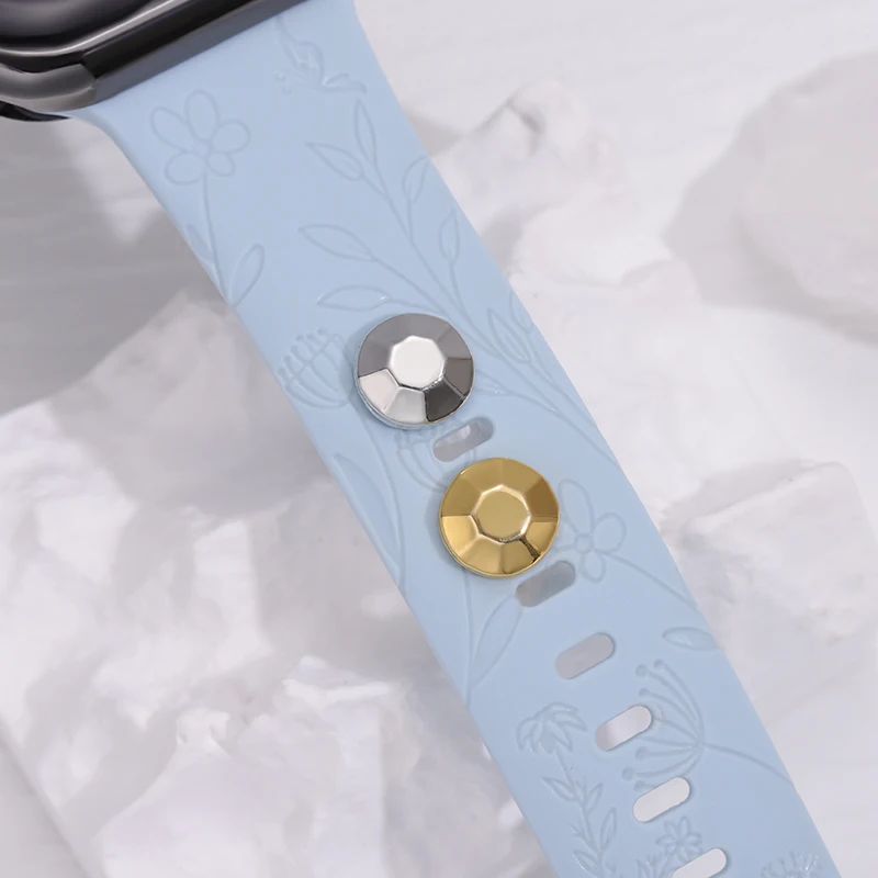 

Gold Sliver Color Metal Decorative Charms for Iwatch Silicone Strap Jewelry Charms Simple Geometry Shape Charm for Apple Watch