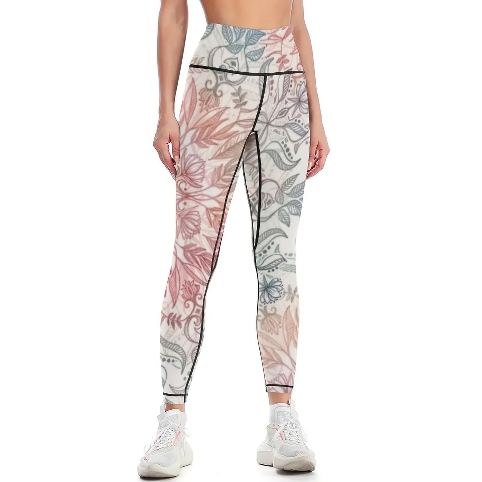 

Autumn Spice Mandala in Coral, Cream and Rose Leggings sporty woman push up gym wear Women's push up Womens Leggings