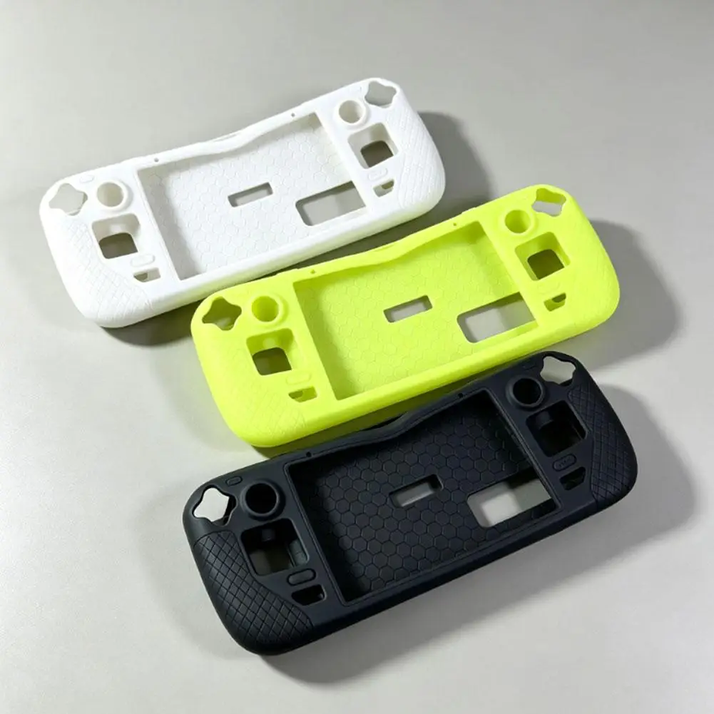 Étui de protection en silicone souple pour console de jeu Steam Deck, conception à corps divisé pour une dissipation thermique optimale, antidérapant et résistant à la transpiration.