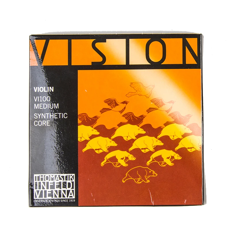 Thomastik-Infeld VISION Violin Strings Set VI100 E-A-D-G 4 Strings 4/4 Size Synthetic Core Carbon Steel E Medium Tension