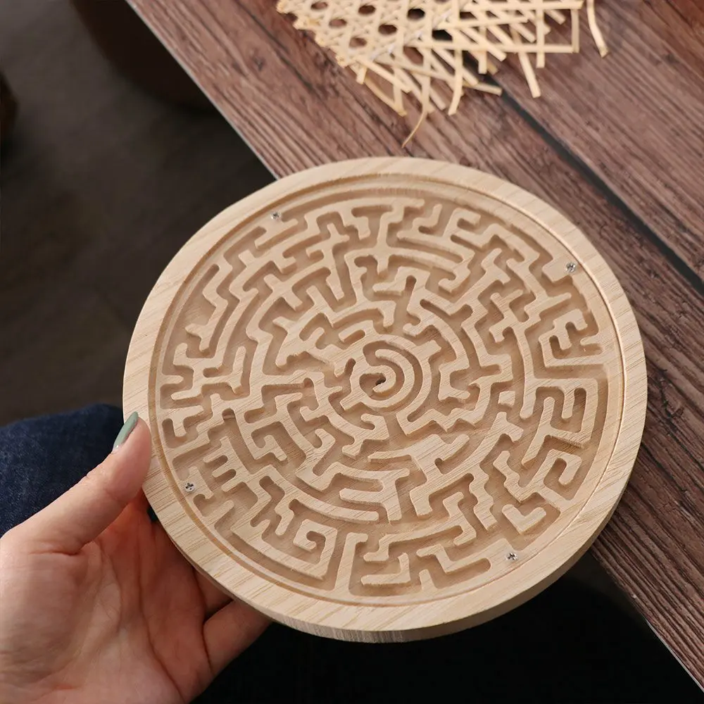 Learning Creative Round Maze Board Game Montessori Wooden Early Educational Funny Interactive Magnetic Maze Adult