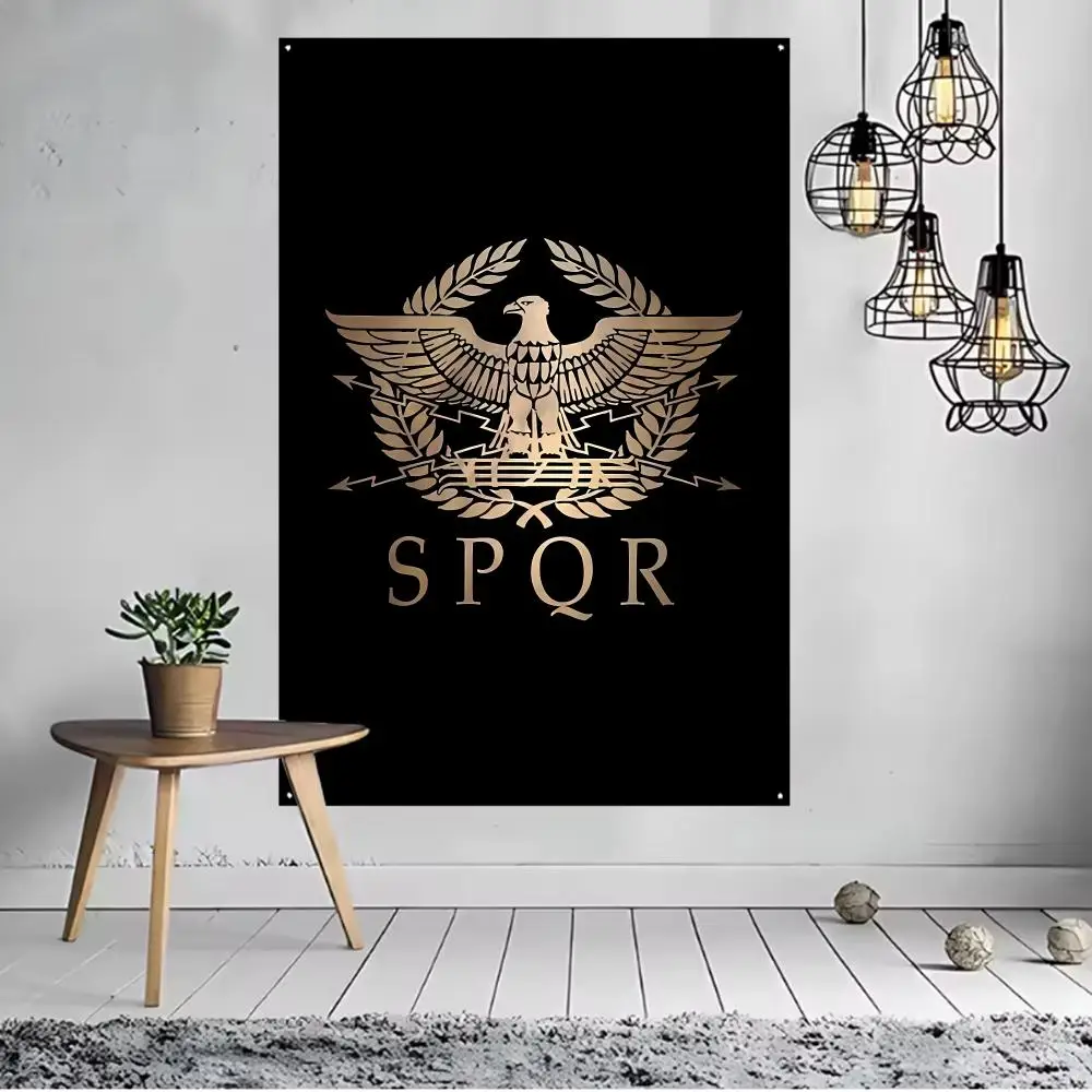 Classical Retro Ancient  R-Rome S-SPQR Flags Flags for indoor decoration with no edging and four corner rings for easy hanging
