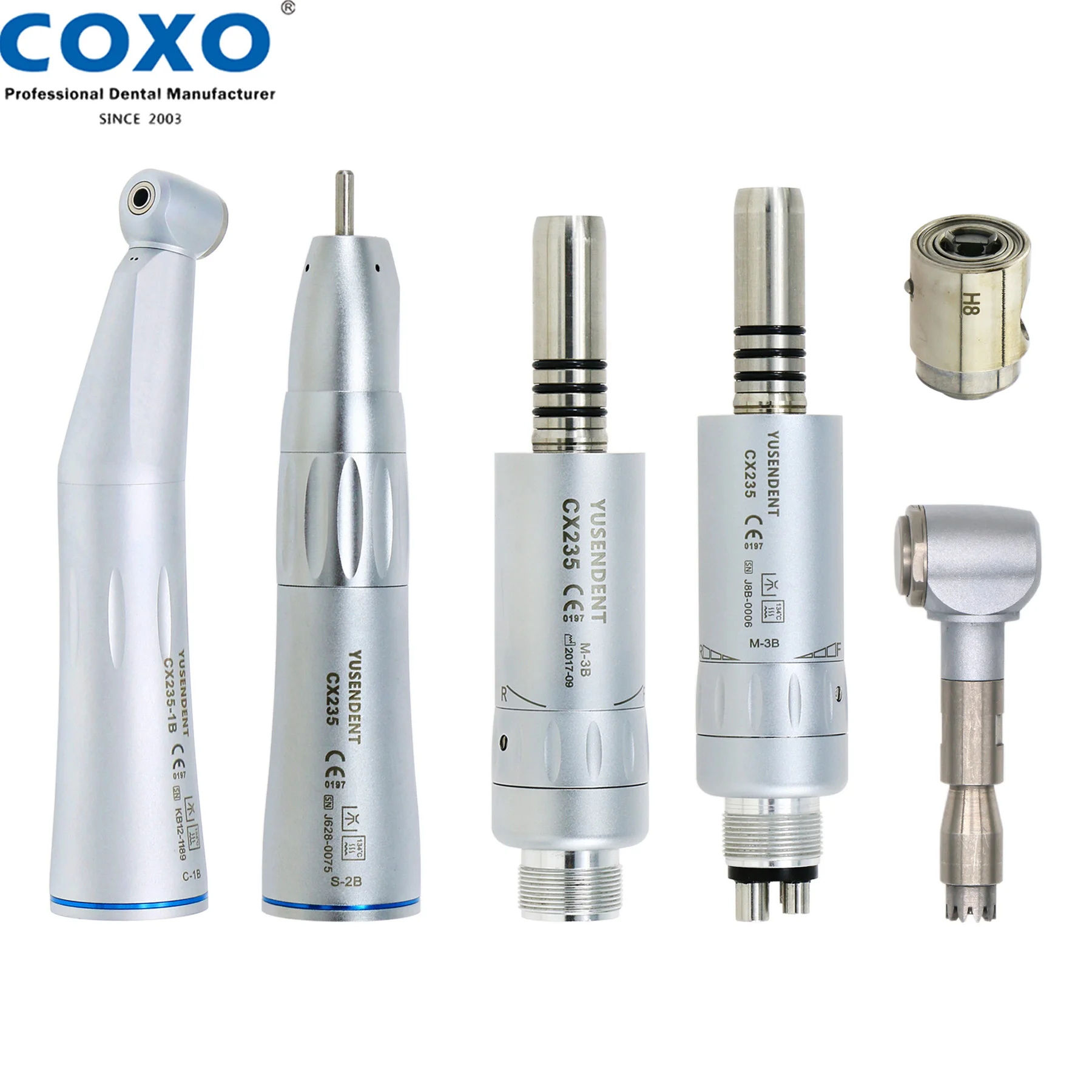 

COXO Handpiece Dental Low Speed Handpiece Straight Contra Angle Internal Water Spray 2/4 Holes Air Motor E Type Fit NSK