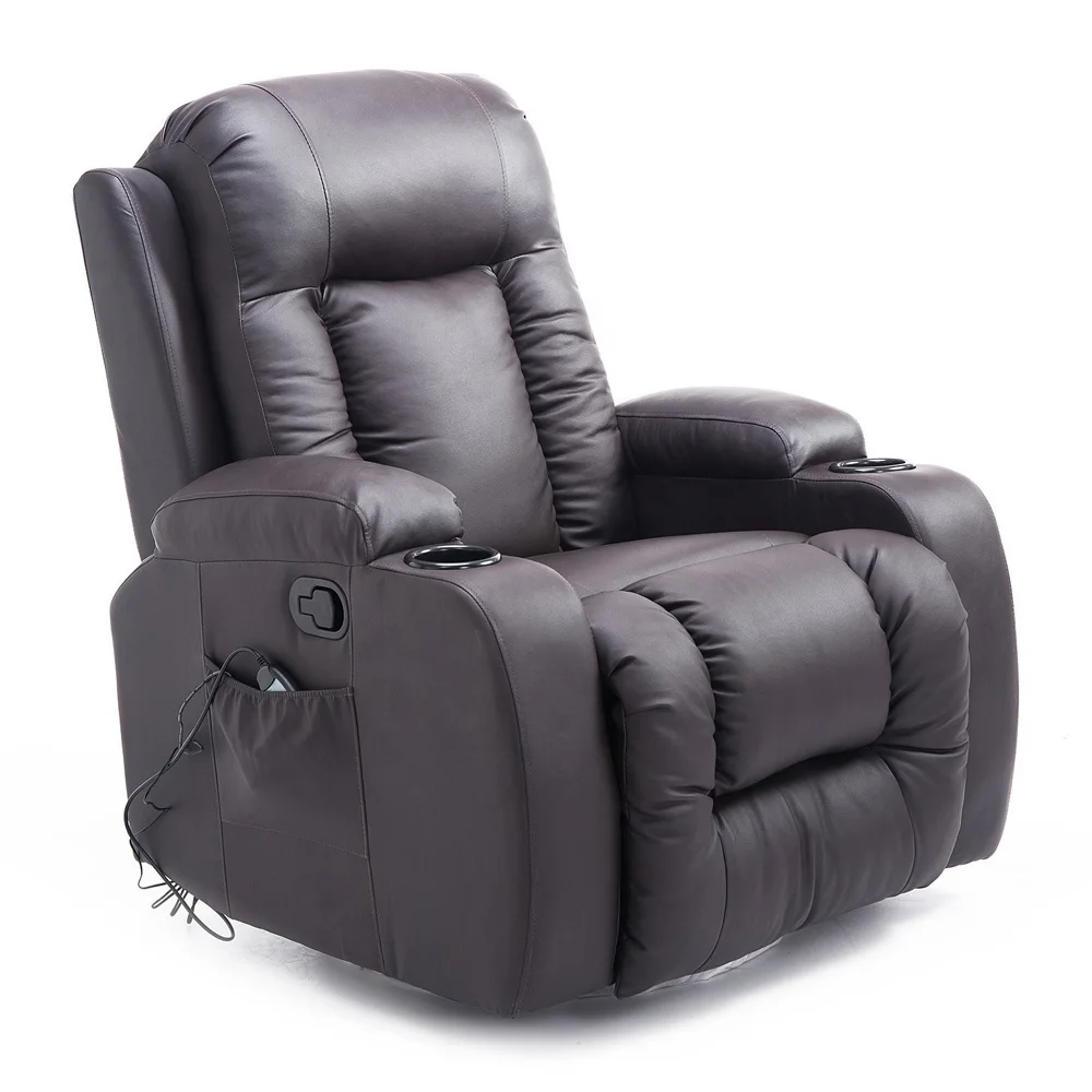 

Modern Faux Leather Rotate Rocking Reclining Chair with 8 Vibrate Massage function