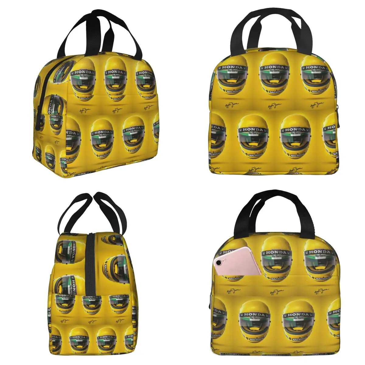 Ayrton Senna Racing Cars Insulated Lunch Bag for Kids School Cooler Thermal Food Box Tote Leakproof Lunch Boxes Container