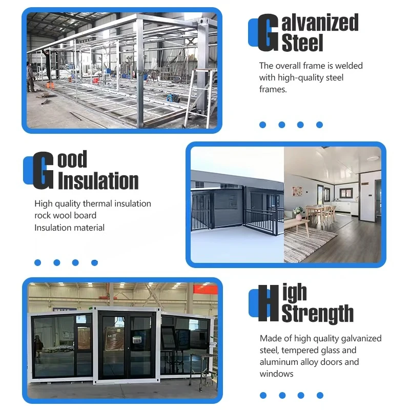 منزل قابل للطي مسبقًا قابل للتوسيع، منزل حاوية 20/30/40 قدم مناسب لغرف نوم قابلة للتخصيص في الهواء الطلق 1-4