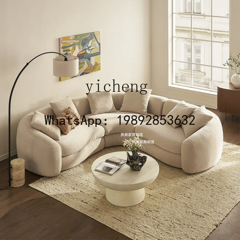 YFY  Fabric Living Room Curved Sofa Italian Creative Hotel Mall Reception Room Modular Corner Chaise Longue