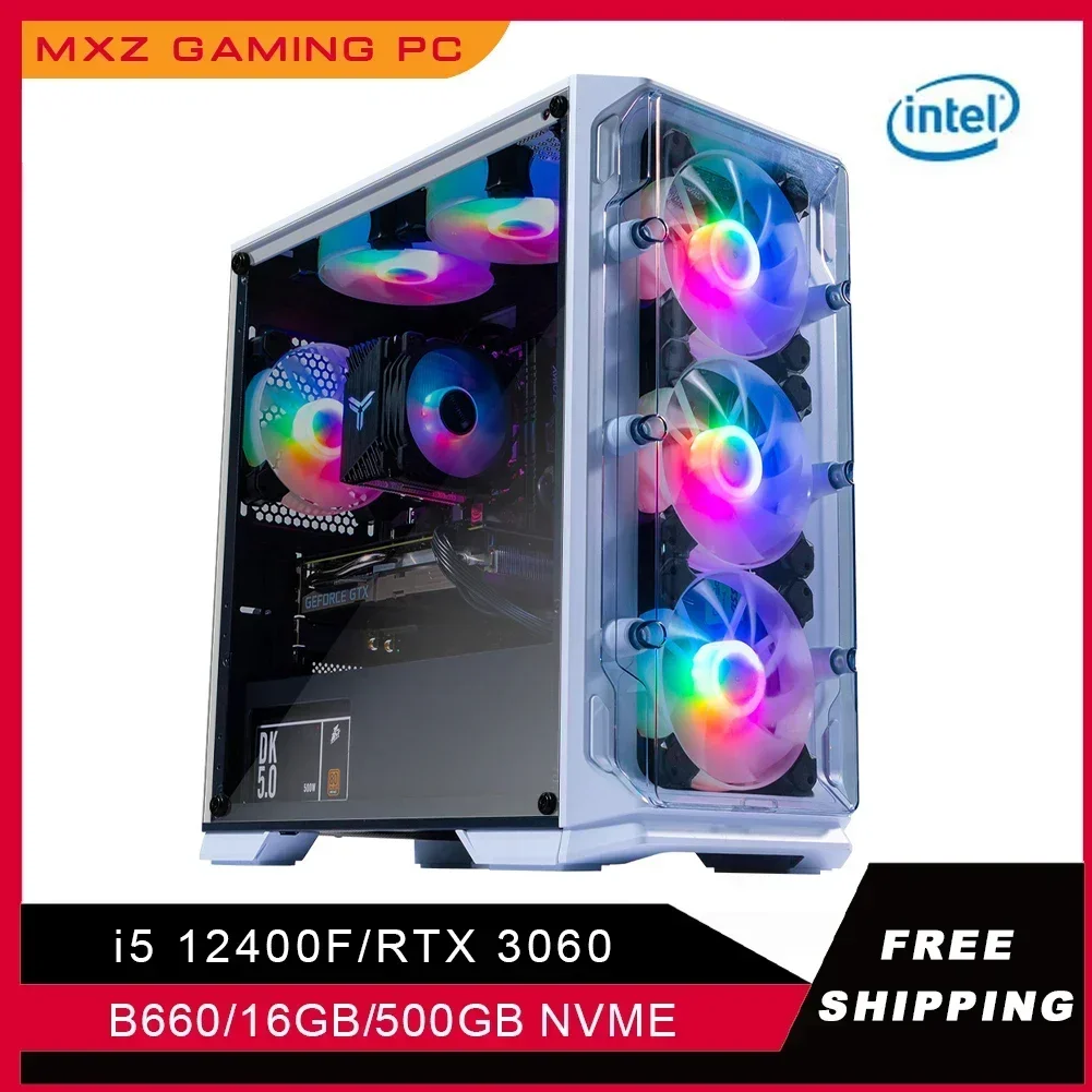 MXZ-tarjeta gráfica I5 12400F para juegos de Pc, tarjeta gráfica RTX2060S/3060, 16GB, 500GBNVME, para Pc personalizable