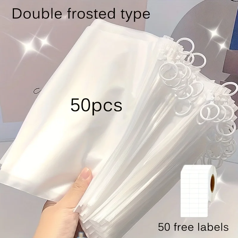 50Pcs Long Size Zipper Bags With Pull Tabs Home Travel Makeup Brushes Towel Socks Data Cable Packaging Storage Portable