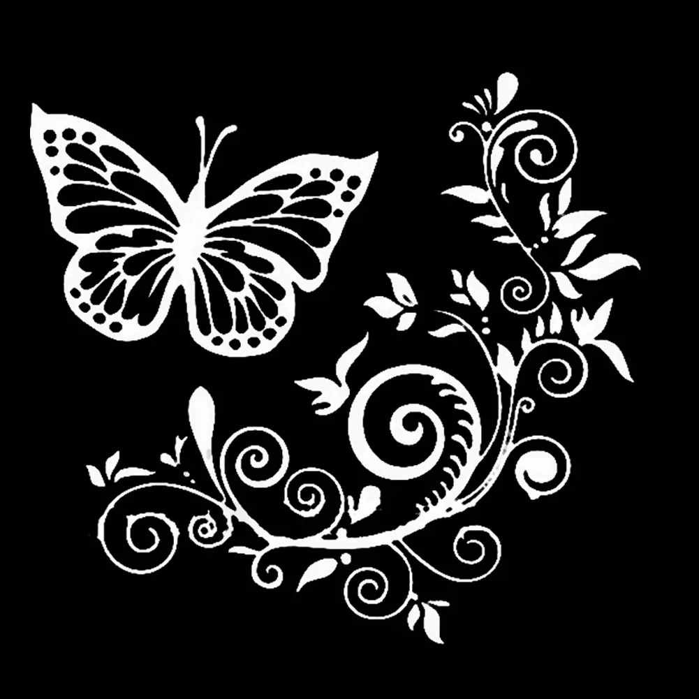 15cm Butterfly Flower Funny Vehicle Car Sticker Exterior Sunscreen and Waterproof Stickers on Motorcycle Personality, Decals PVC