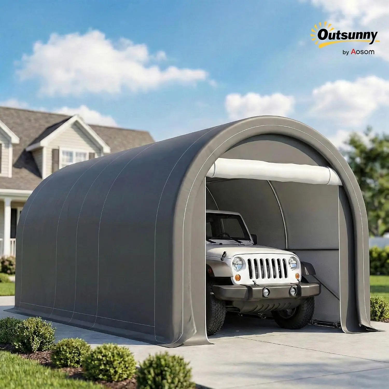 Large Zippered Door, Anti-UV PE Canopy Cover, for Car Truck Boat Motorcycle Bike, Garden Tools, Outdoor Work