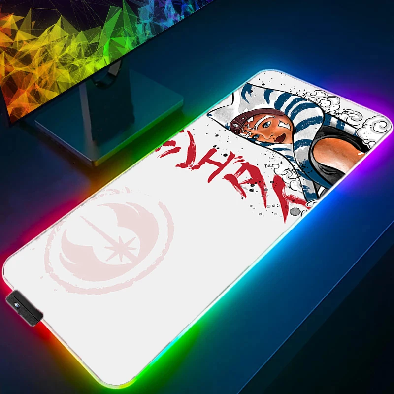 RGB LED Desk Mat Desk Accessories Laptop S-star W-wars Gamer Mausepad Mouse Pad Mousepad Office Tables Mouse Mats Keyboard Pad