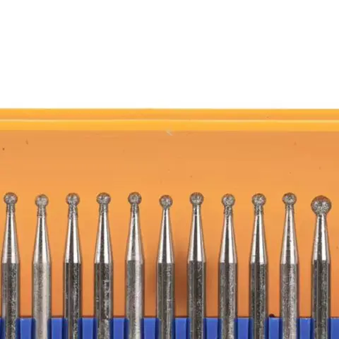 30 Pcs Bur Diamond Grinding Head Round Shape 1 2 3mm Bits Coated Ball Carving Burrs Shank 2.35/3 Tools for Stone