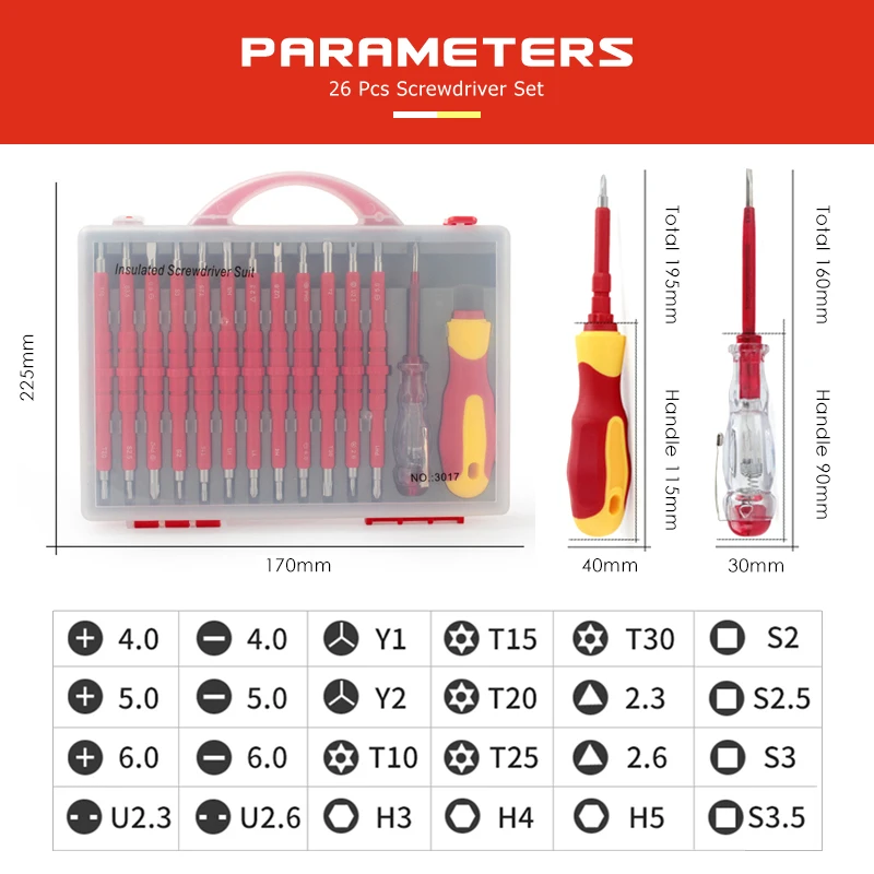 KUNLIYAOI Screwdriver Set 26 in 1 Magnetic Screwdriver Bit Phillips Screwdriver Repair Equipment Electrician Hand Tools