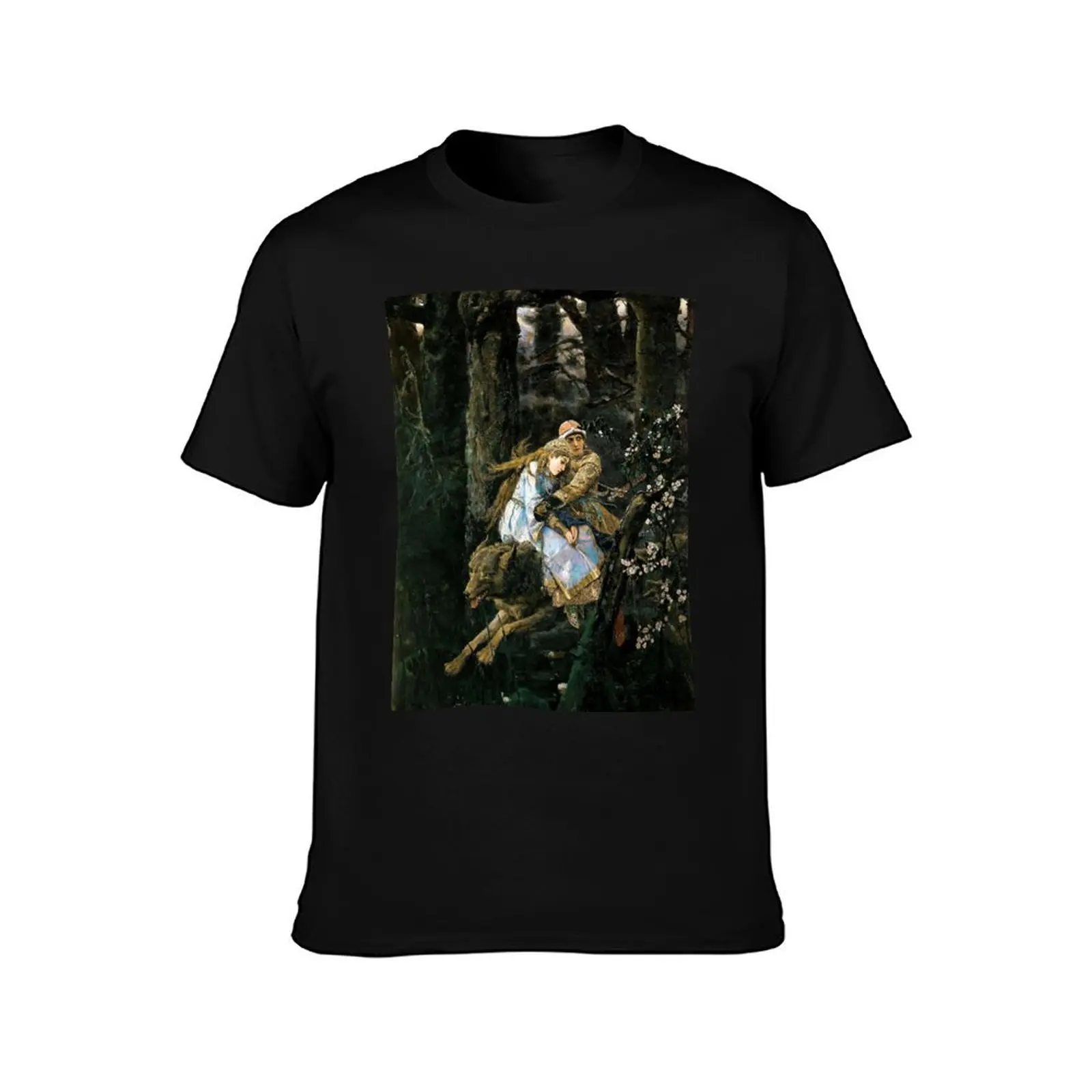 Ivan Tsarevich riding the Gray Wolf - Viktor Vasnetsov T-Shirt Summer Casual Cotton Tee Oversized Streetwear Tops 100% Cotton