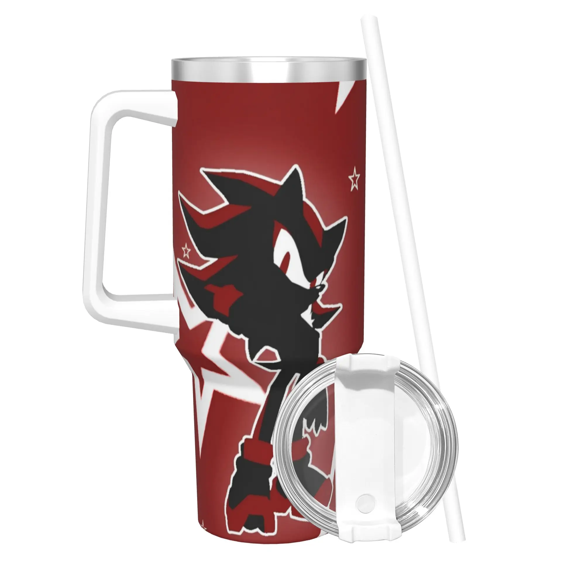 40OZ Stainless Steel Tumbler Shadow The Hedgehogs Thermal Mug Cartoon Portable Cold and Hot Car Mugs Beach Water Bottle