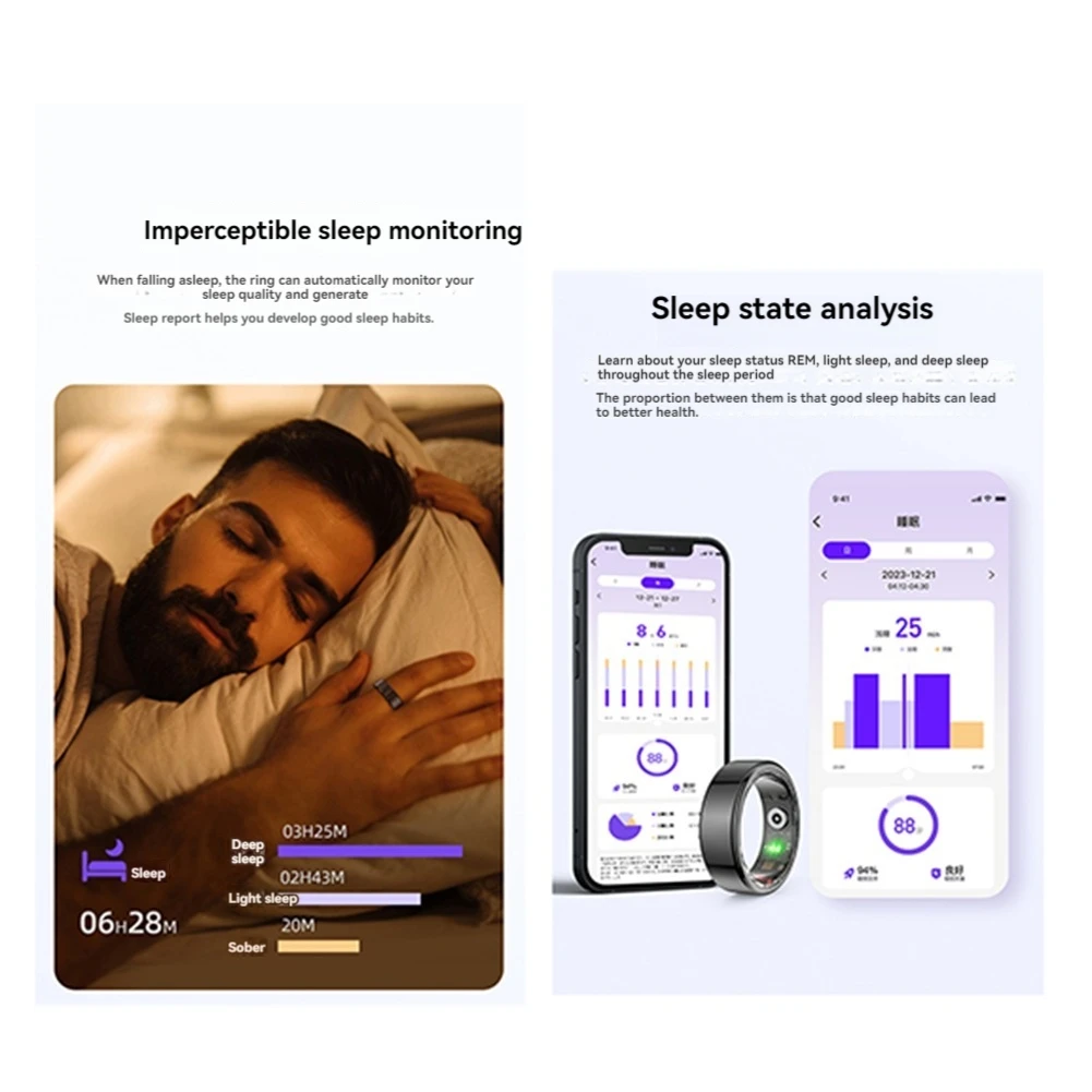 Bague intelligente R02 pour hommes et femmes avec étui de chargement, moniteur de santé, Mode multisports-AU47