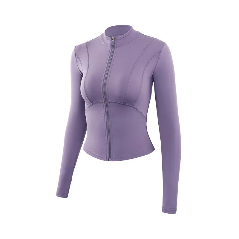 YJ-In Stock Autumn and Winter New Yoga Wear Women's Slim Fit Slim Look Running Sports Jacket Long-Sleeved Workout Top