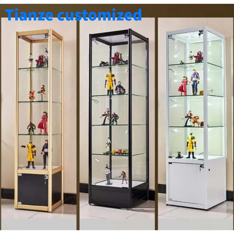 

(customized)Cheap Toys Showcase Upright Retail Showcase with LED Light Boutique Lockable Glass Display Cabinet Showcase