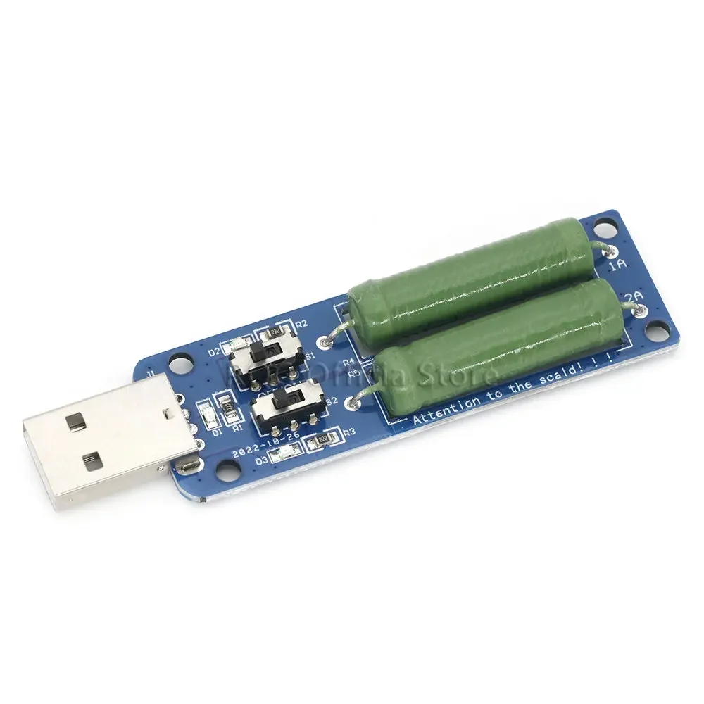 Usb resistor carga eletrônica com interruptor ajustável 3 corrente 5v resistência tester