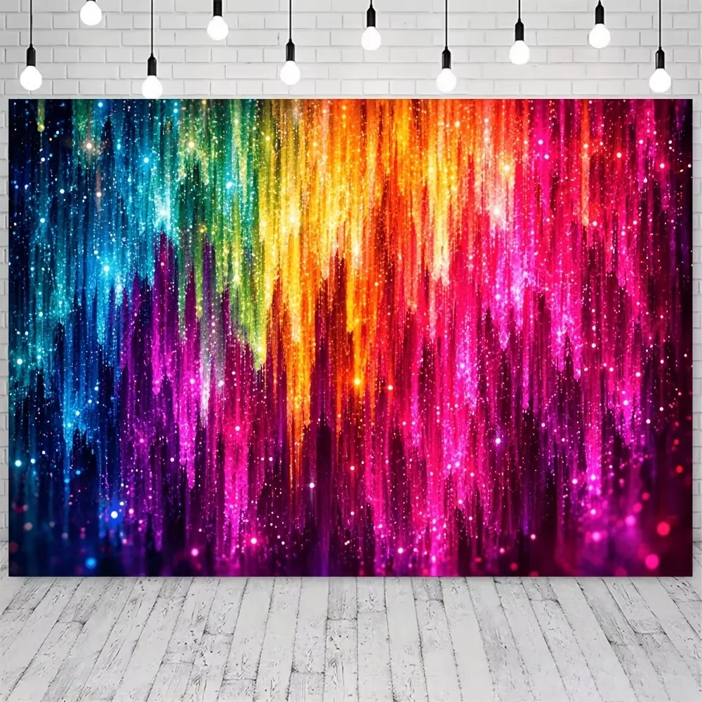 Colorful Gradient Sparkling Sequin Themed Banner Background, Children's Birthday Party, Home Decoration Photography Background