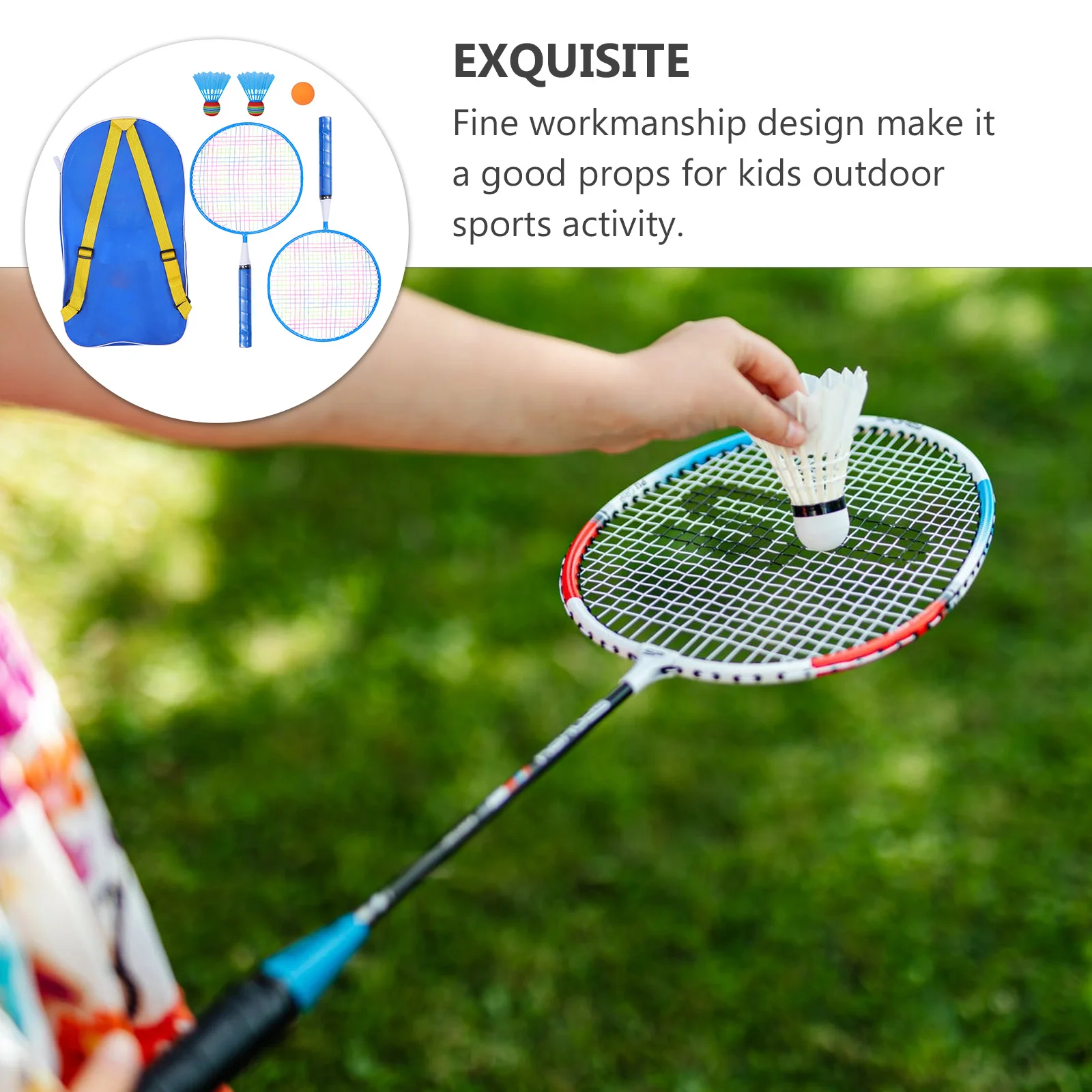 

Набор ракеток для бадминтона, детский игрушечный тренировочный инструмент, легкая удобная ручка, расширенная поверхность, прием мяча для детей 3