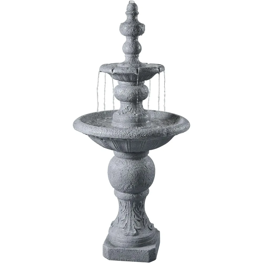 

Two-Tier Outdoor Water Fountain with Icy Stone Texture for Serene Living Spaces