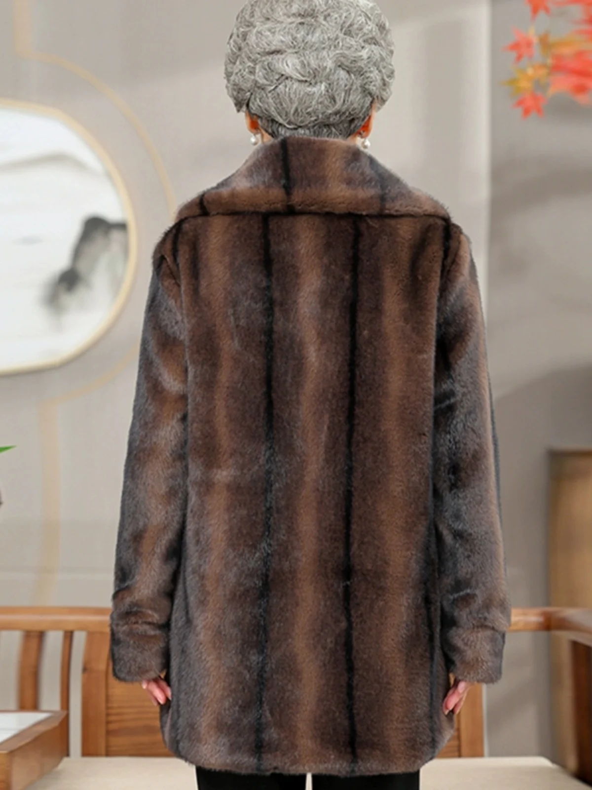 andma Winter Nerzmantel Mittellang Damen Oberbekleidung Wasserkaninchenfell Top-Mantel für Damen und Frauen