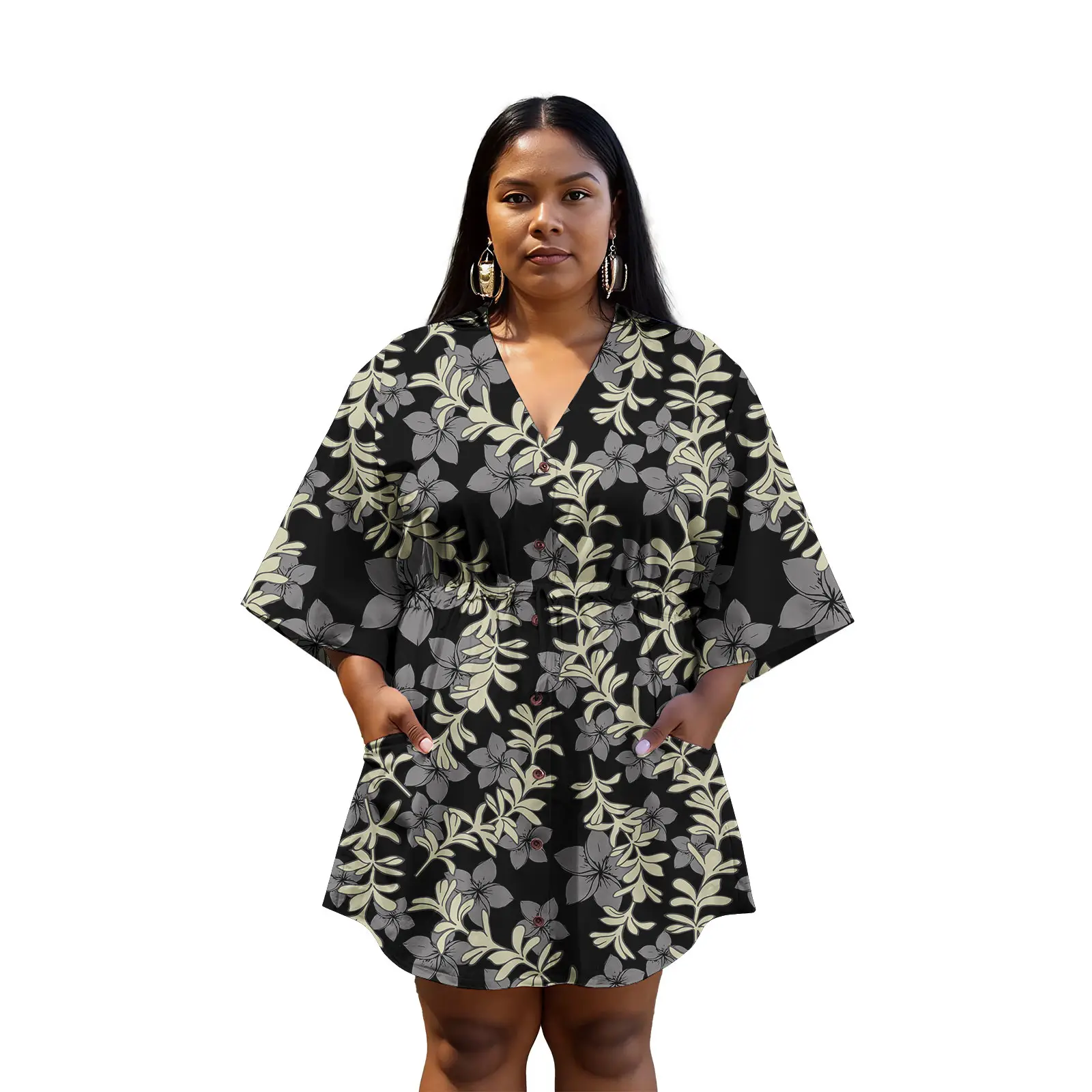 Robe à manches courtes pour femmes, tendance, luxe, motif Tapa polynésien, haute qualité, robes de soirée pour dames
