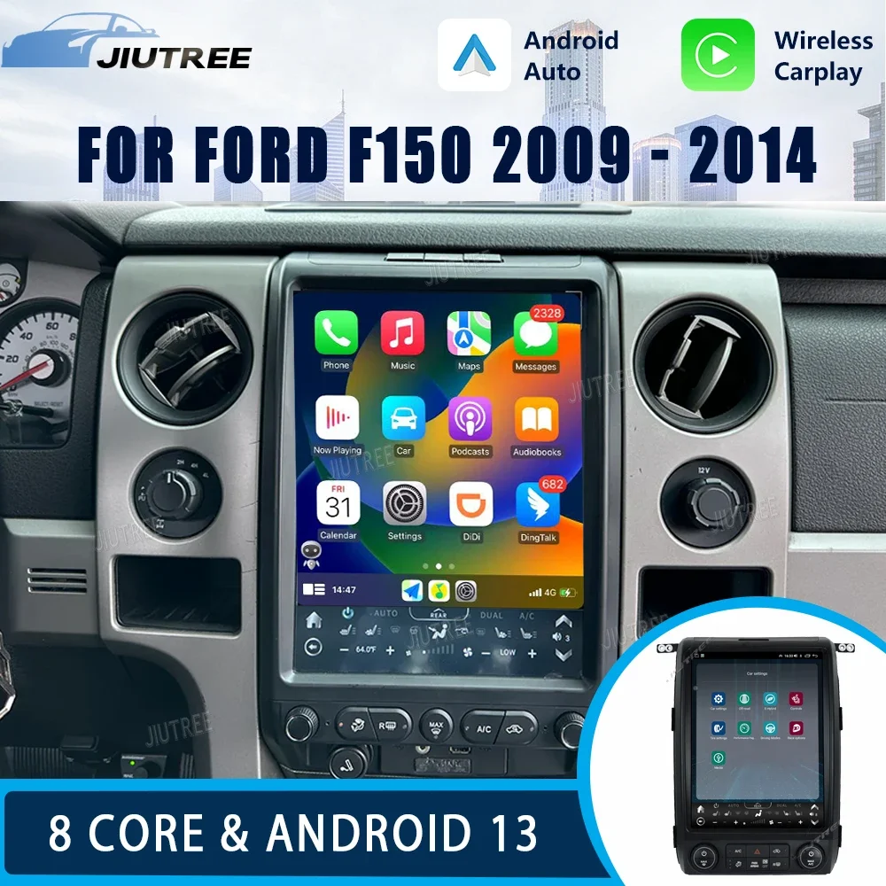 Android 13 For Ford F150 2012-2016 Car Radio Automotive Multimedia Tesla Style Carplay Auto Bluetooth WIFI 4G DSP GPS Navigation