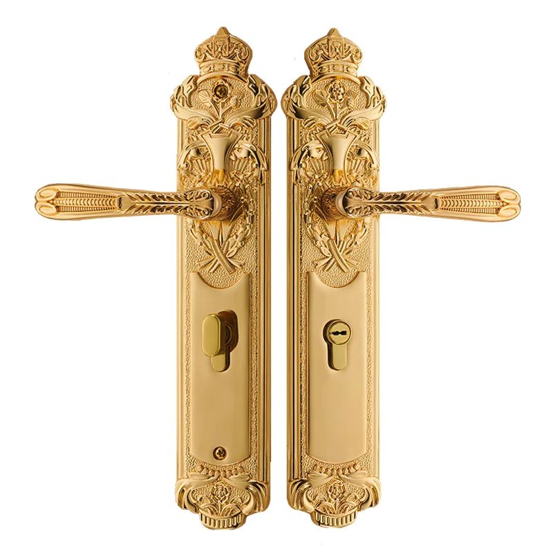 Luxury Brass Gate Lock Europen Entrance Door Locks Golden Handle Lockset Bedroom Security Locksets Multi Color for Option