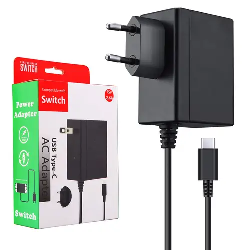 Imagen 1 del producto Nintend Switch 5 V 3 A / 15 V 2,6 A fuente de alimentación cargador de viaje con Cable de carga USB tipo C de 1,5 m compatible con TV para Switch Lite